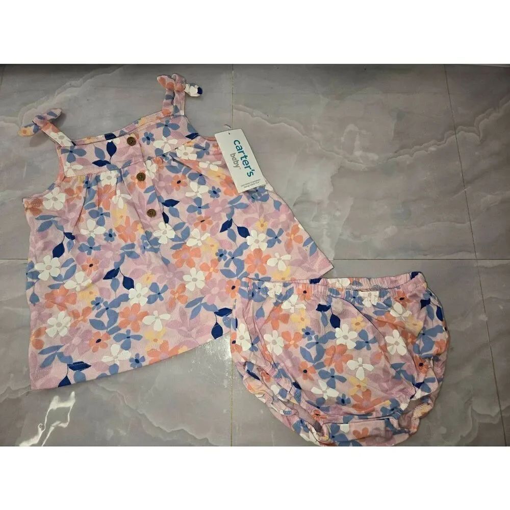 Carter's Baby Girls Size 18 Months Pink Floral 2-Piece Set